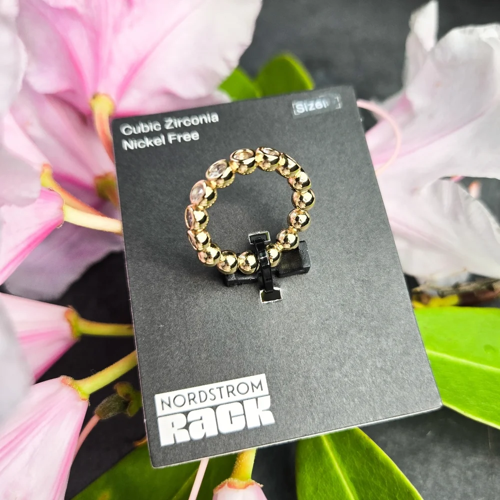 NWT CZ Bezel-Set Stacking Half Eternity Ring, Size 7